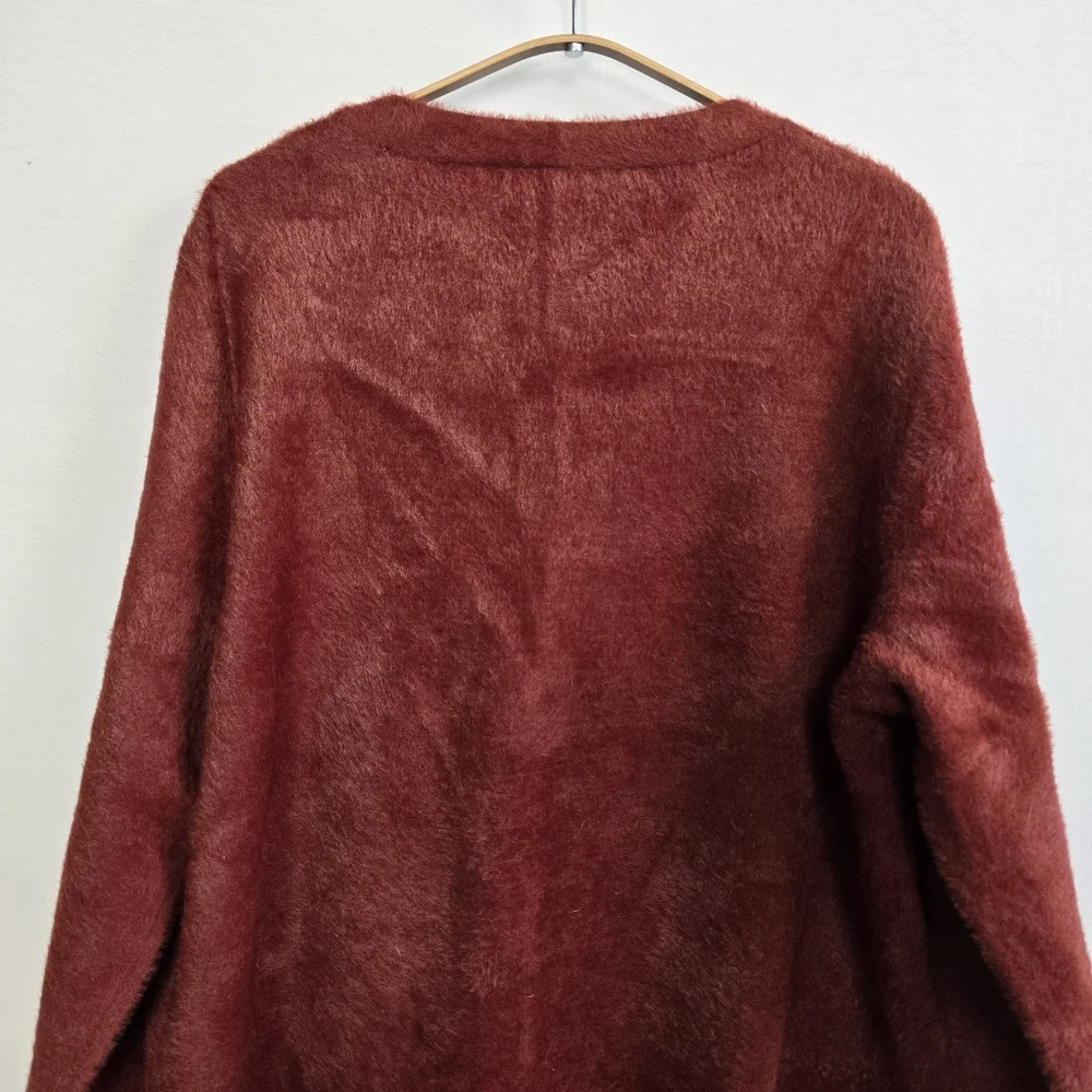 NWT MAX STUDIO LONDON Long Sleeve Open Teddy Soft Cardigan Patch Pockets Size L